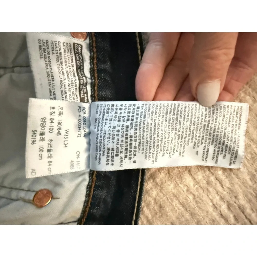 Levi Strauss & Co 501 Original Fit Mens‎ Jeans Dark Wash Size 33x34